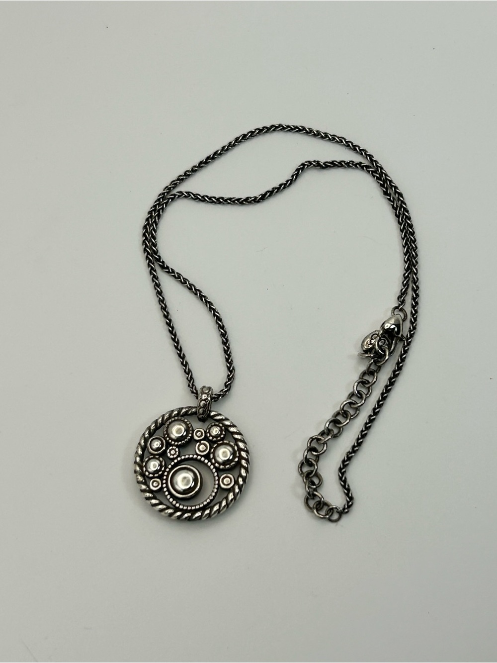 Brighton Halo Necklace Silver Plated 18" Blue Purple Crystals Round Pendant - Picture 7 of 10